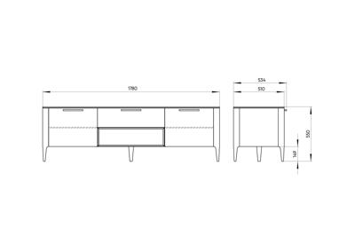 Тумба под ТВ Ellipsefurniture Тумба Type под ТВ ширина 180 см (белый) арт. TY010301290101