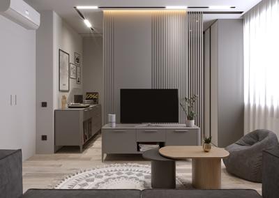 Тумба под ТВ Ellipsefurniture Тумба Type под ТВ ширина 200 см (серый) арт. TY010303300101