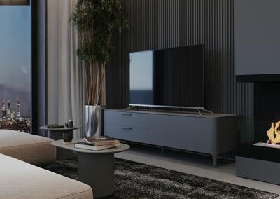 Тумба под ТВ Ellipsefurniture Тумба Type под ТВ 2 ящика откидная дверь (темно-серый) арт. TY010306260101