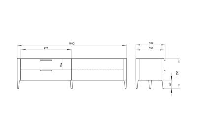 Тумба под ТВ Ellipsefurniture Тумба Type под ТВ 2 ящика откидная дверь (молочный) арт. TY010305260101