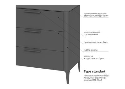 Мебель Ellipsefurniture Комод Type 6 ящиков ширина 140 см (темно-серый) арт. TY010306080101