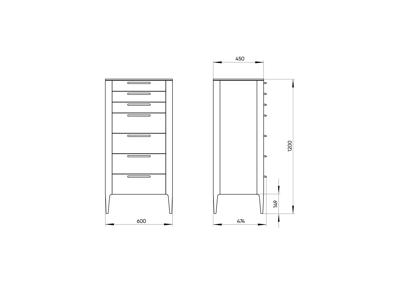 Мебель Ellipsefurniture Комод Type высокии? 7 ящиков (серый) арт. TY010303120101