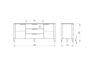 Тумба Ellipsefurniture Тумба Type 2 двери 3 ящика (светло-серый) арт. TY010302200101