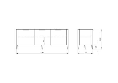 Тумба Ellipsefurniture Тумба Type 3 двери ширина 180 см (светло-серый) арт. TY010302220101