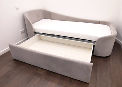 Диван-кровать Ellipsefurniture Диван-кровать KIDI Soft с низким изножьем 90*200 см R антивандальная ткань (серый) арт. KD010502120202