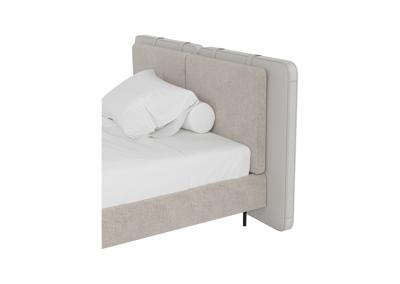 Кровать Ellipsefurniture Кровать двуспальная Hub 140 см (бежевый, экокожа, рогожка) арт. HU010201140401