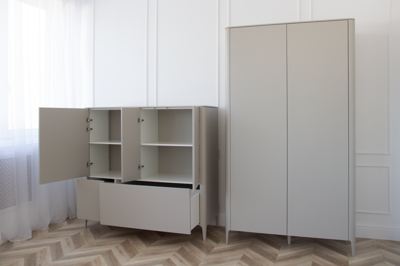 Мебель Ellipsefurniture Шкаф Type 3 двери 2 ящика высота 135 см (серо-бежевый) арт. TY010304360101