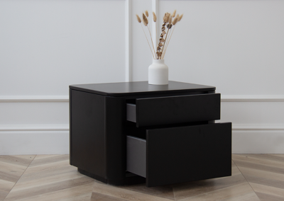 Тумбочка Ellipsefurniture Тумба прикроватная Tammi 2 ящика ширина 50 см (черный) арт. TM010206150101
