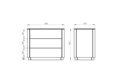 Мебель Ellipsefurniture Комод Tammi 3 ящика ширина 90 см (серый) арт. TM010205010101
