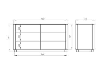 Мебель Ellipsefurniture Комод Tammi 6 ящиков ширина 170 см (черный) арт. TM010206040101