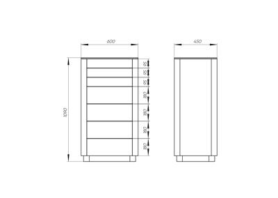 Мебель Ellipsefurniture Комод Tammi высокий 7 ящиков (серо-бежевый) арт. TM010202050101