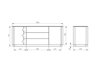 Мебель Ellipsefurniture Тумба Tammi 2 двери 3 ящика (черный) арт. TM010206060101