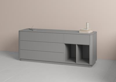 Мебель Ellipsefurniture Тумба Tammi 4 ящика 2 полки ширина 180 см (серый) арт. TM010205090101