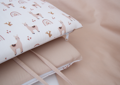 Аксессуар Ellipsefurniture Мягкие бортики для кроватки KIDI soft "Лама" (бежевый, сатин) арт. TX02451940346