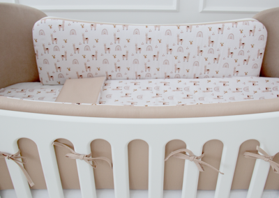 Аксессуар Ellipsefurniture Мягкие бортики для кроватки KIDI soft "Лама" (бежевый, сатин) арт. TX02451940346