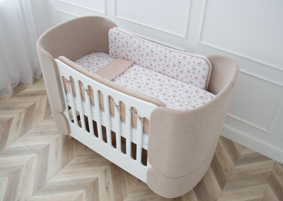 Аксессуар Ellipsefurniture Мягкие бортики для кроватки KIDI soft "Лама" (бежевый, сатин) арт. TX02451940346