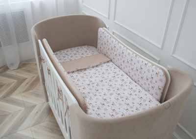 Аксессуар Ellipsefurniture Постельное бельё в детскую кроватку «Лама» (бежевый, сатин). Состав: наволочка 40*32 см, пододеяльник 90*110 см арт. TX02441940345