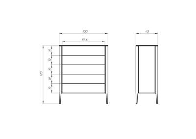 Мебель Ellipsefurniture Комод Type 5 ящиков ширина 100 см (светло-серый) арт. TY010302380101