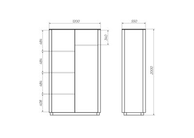 Шкаф Ellipsefurniture Шкаф Tammi 2-х створчатый высокий (светло-серый) арт. TM010204190101