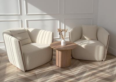 Стол письменный Ellipsefurniture Кресло Ellipse E6.1 с кантом (молочный, букле) арт. KP010207280301
