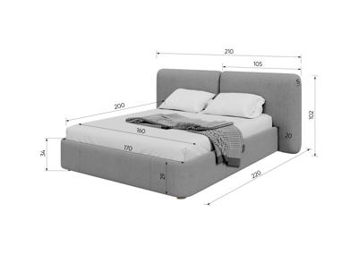 Кровать Ellipsefurniture Кровать двуспальная Hub Soft 160 см (серый, твид) арт. HU010109350199