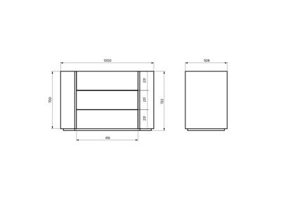 Мебель Ellipsefurniture Комод Lagom 3 ящика ширина 100 см (дымка) арт. LG010311390101