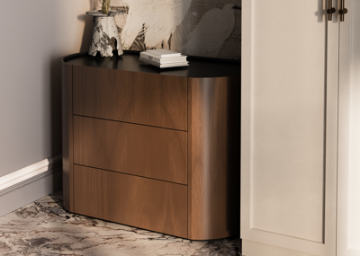 Мебель Ellipsefurniture Комод Lagom 3 ящика ширина 100 см (орех, черный) арт. LG010313390101