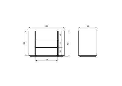 Мебель Ellipsefurniture Комод Lagom 3 ящика ширина 90 см (молочный) арт. LG010305550101