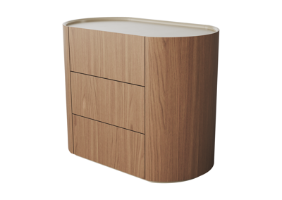 Мебель Ellipsefurniture Комод Lagom 3 ящика ширина 90 см (натуральный дуб, молочный) арт. LG010312550101