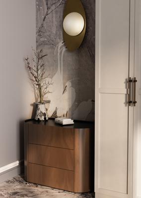Мебель Ellipsefurniture Комод Lagom 3 ящика ширина 90 см (орех, черный) арт. LG010313550101
