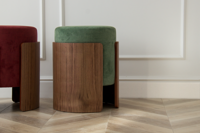Пуф Ellipsefurniture Пуф Lagom (зелено-голубой FiberGuard, орех) арт. LG010319590301