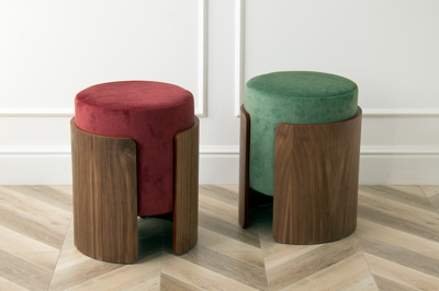 Пуф Ellipsefurniture Пуф Lagom (зелено-голубой FiberGuard, орех) арт. LG010319590301