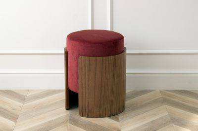 Пуф Ellipsefurniture Пуф Lagom (бордовый FiberGuard, орех) арт. LG010318590301