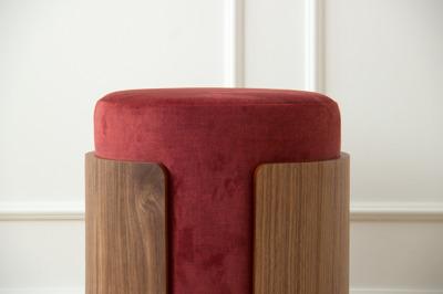 Пуф Ellipsefurniture Пуф Lagom (бордовый FiberGuard, орех) арт. LG010318590301