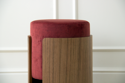 Пуф Ellipsefurniture Пуф Lagom (бордовый FiberGuard, орех) арт. LG010318590301