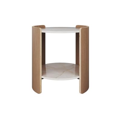 Мебель Ellipsefurniture Столик Lagom Stone D 43 см высота 45 см (камень LC, натуральный дуб) арт. LG016614112