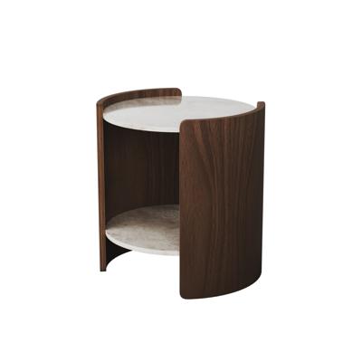 Мебель Ellipsefurniture Столик Lagom Stone D 43 см высота 45 см (камень OV, орех) арт. LG016712412