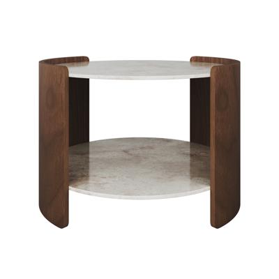 Мебель Ellipsefurniture Столик Lagom Stone D 65 см высота 45 см (камень OV, орех) арт. LG016712415