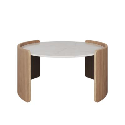 Мебель Ellipsefurniture Столик Lagom Stone D 65 см высота 32 см (камень LC, натуральный дуб) арт. LG016614114
