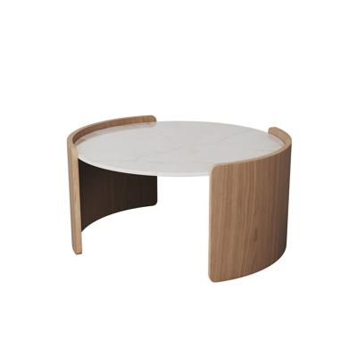 Мебель Ellipsefurniture Столик Lagom Stone D 65 см высота 32 см (камень LC, натуральный дуб) арт. LG016614114