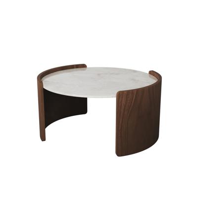 Мебель Ellipsefurniture Столик Lagom Stone D 65 см высота 32 см (камень OV, орех) арт. LG016712414