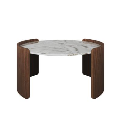 Мебель Ellipsefurniture Столик Lagom Stone D 65 см высота 32 см (камень OV2, орех) арт. LG016812414