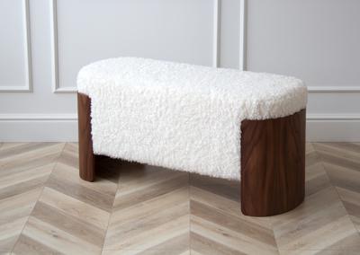 Банкетка Ellipsefurniture Банкетка Lagom 100 см (белый мех, орех) арт. LG01061400111