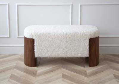 Банкетка Ellipsefurniture Банкетка Lagom 100 см (белый мех, орех) арт. LG01061400111