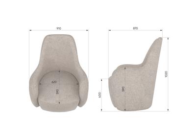 Стол письменный Ellipsefurniture Кресло Ellipse E7.8 (молочный, рогожка) арт. EL01022500205