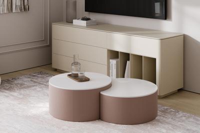 Мебель Ellipsefurniture Столик Sun M, D 66 см высота 30 см (белый, бежевый) арт. LG01350203802