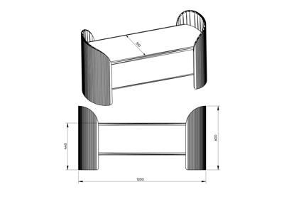 Банкетка Ellipsefurniture Банкетка Lagom 2 120 см (серый рогожка, натуральный дуб) арт. LG01071500505