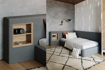 Кровать Ellipsefurniture Диван-кровать Cube c нишей M (серый, твид) арт. CU01115500503