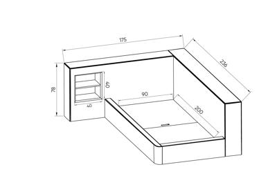 Кровать Ellipsefurniture Диван-кровать Cube c нишей M (серый, твид) арт. CU01115500503