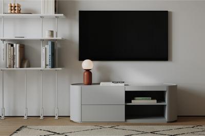 Мебель Ellipsefurniture Тумба Lagom под ТВ 2 ящика 2 полки ширина 140 см (светло-серый) арт. LG01380209920